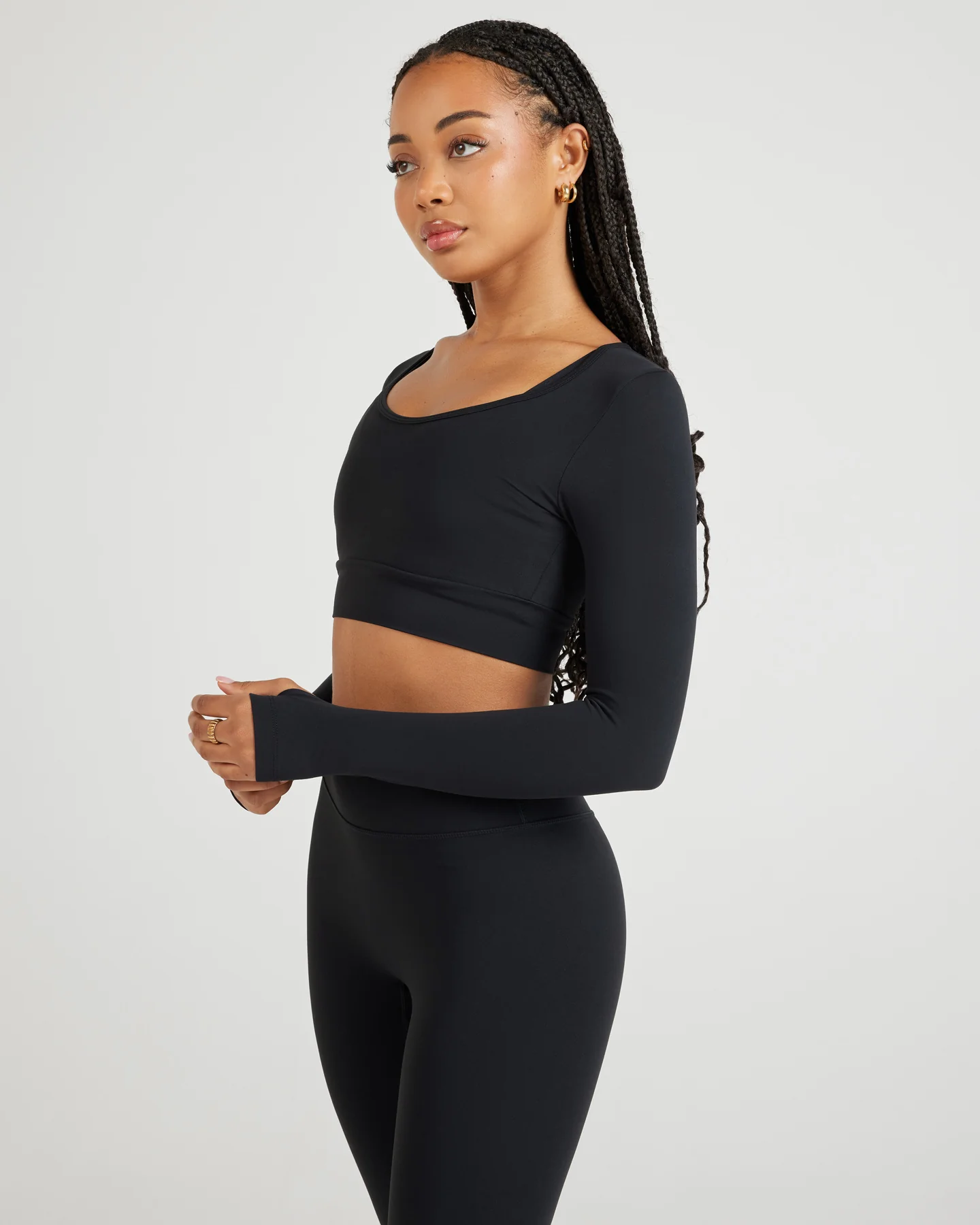 Airey Scoop Crop Long Sleeve - Black - Image 3