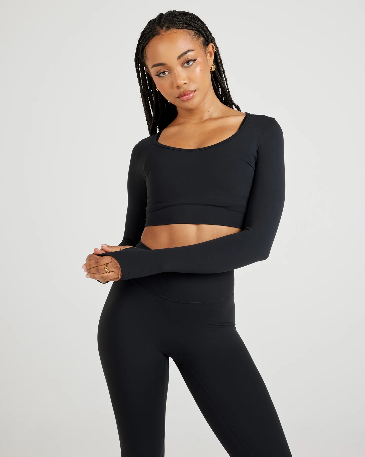 Airey Scoop Crop Long Sleeve - Black - Image 4