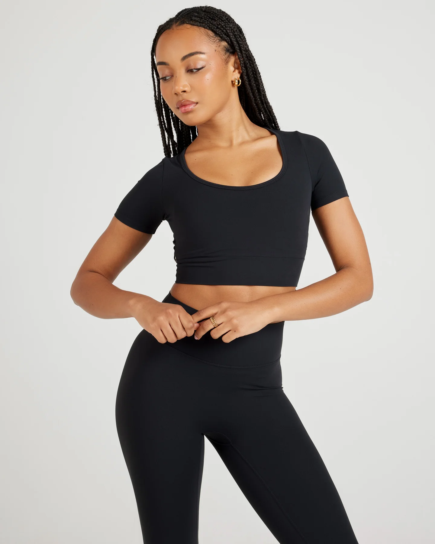 Airey Scoop Crop Tee - Black - Image 3
