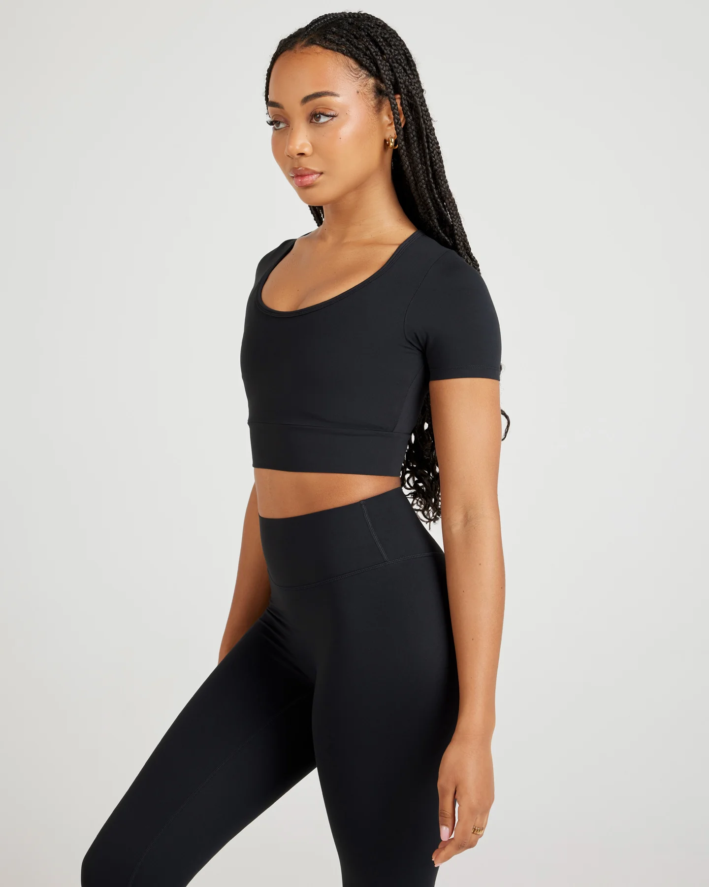 Airey Scoop Crop Tee - Black - Image 4