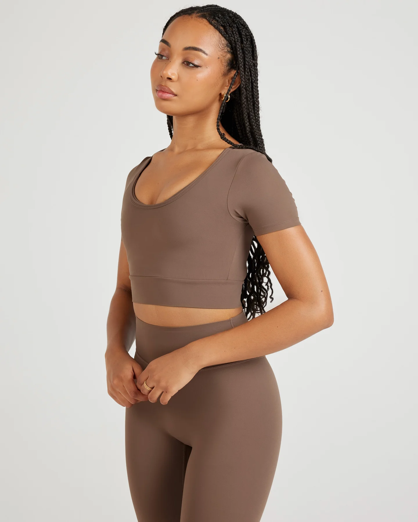 Airey Scoop Crop Tee - Light Brown - Image 3
