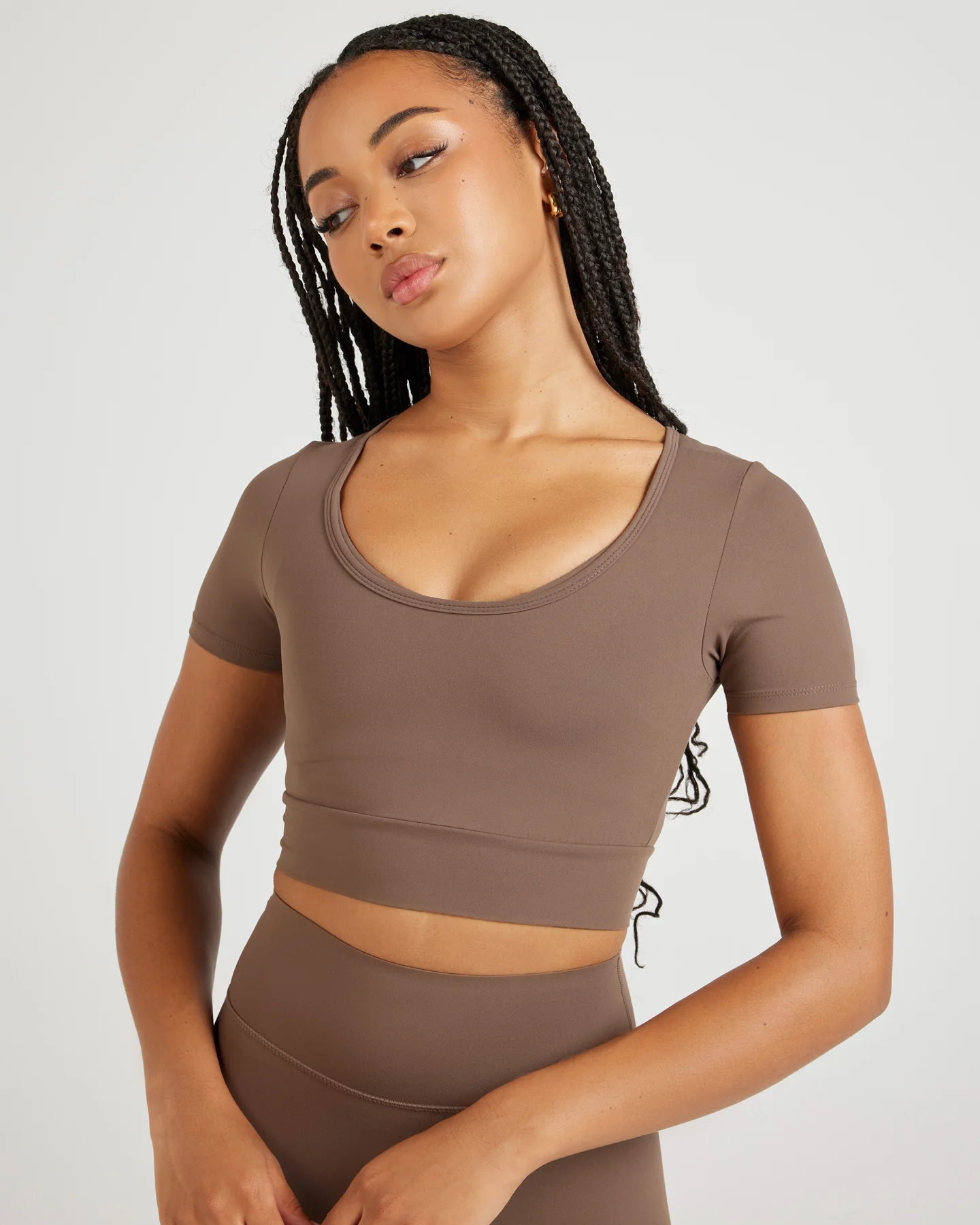 Airey Scoop Crop Tee - Light Brown - Image 4