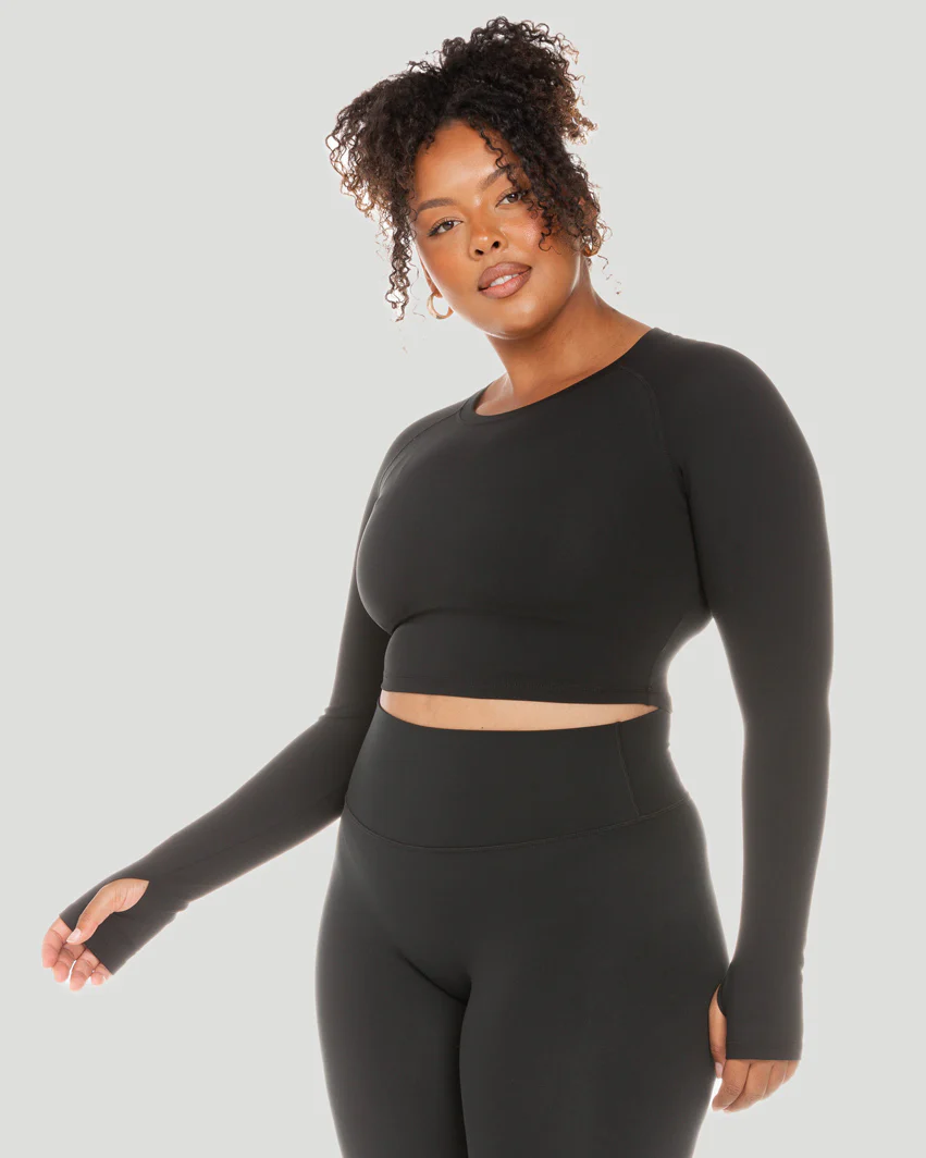 Aura Crop Long Sleeve - Black - Image 4