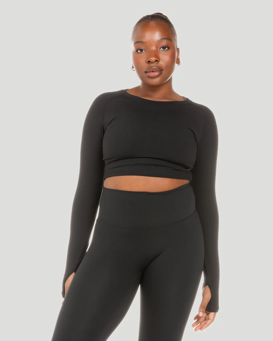 Aura Crop Long Sleeve - Black - Image 5