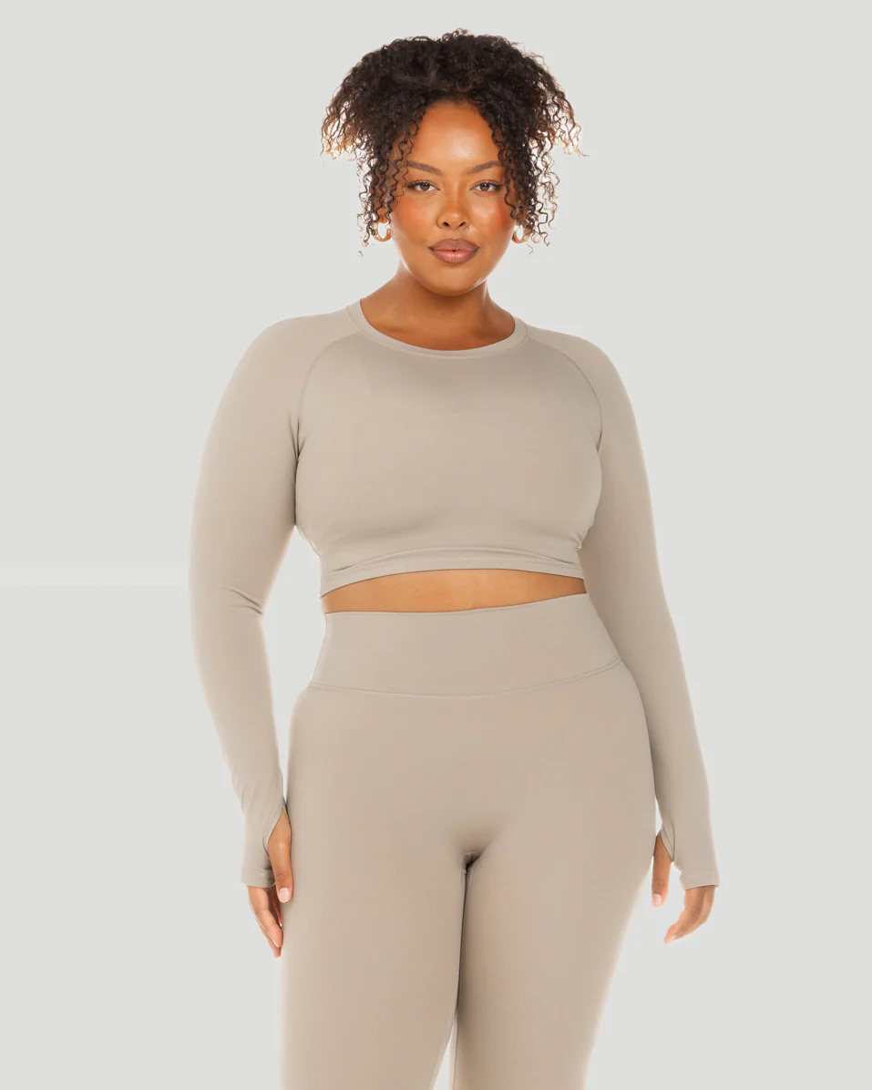 Aura Crop Long Sleeve - Vintage Khaki - Image 4