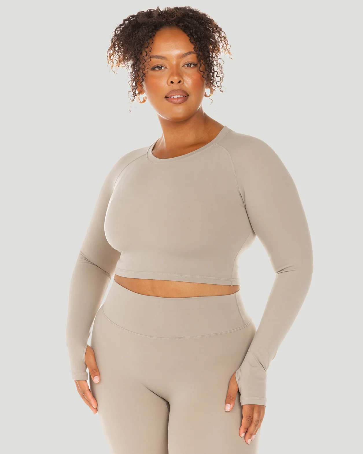 Aura Crop Long Sleeve - Vintage Khaki - Image 5