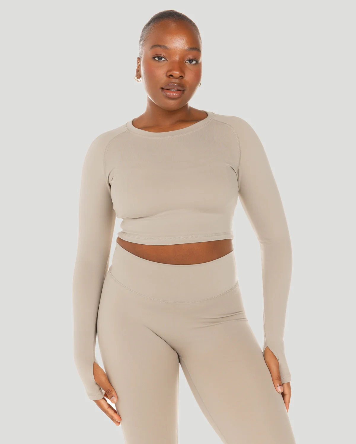 Aura Crop Long Sleeve - Vintage Khaki - Image 6