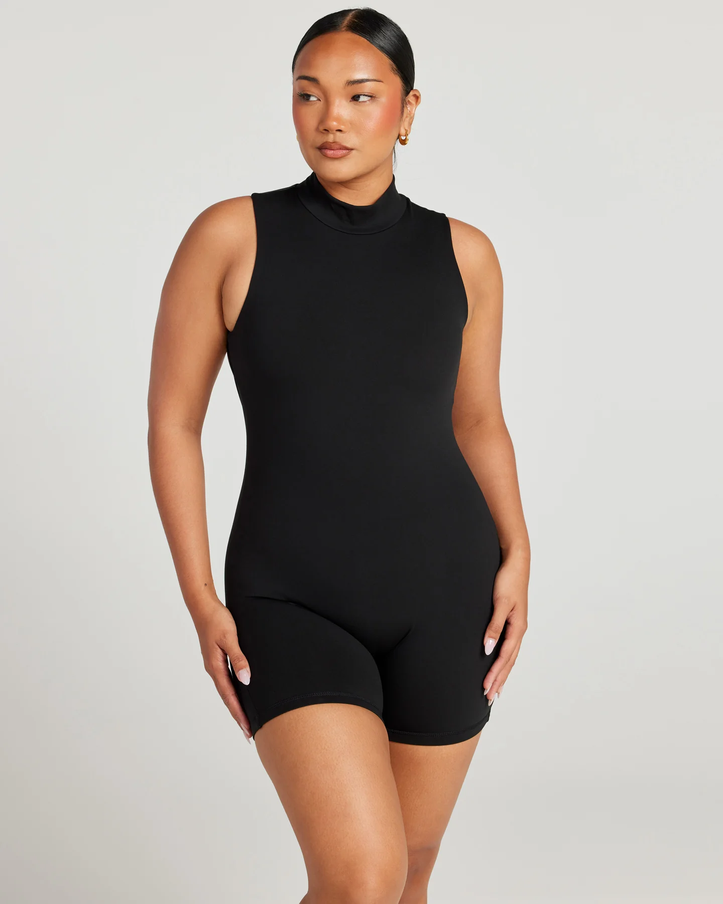 Aura Mock Neck Unitard - Black - Image 6