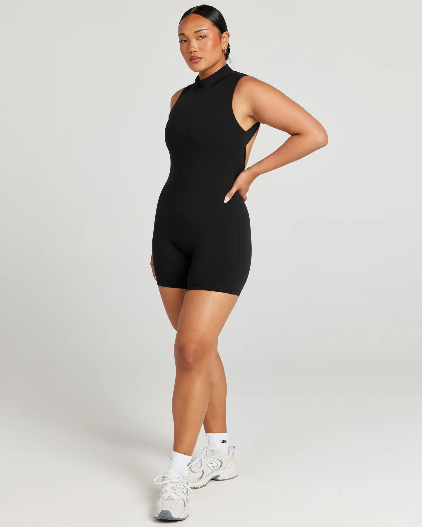 Aura Mock Neck Unitard - Black - Image 8
