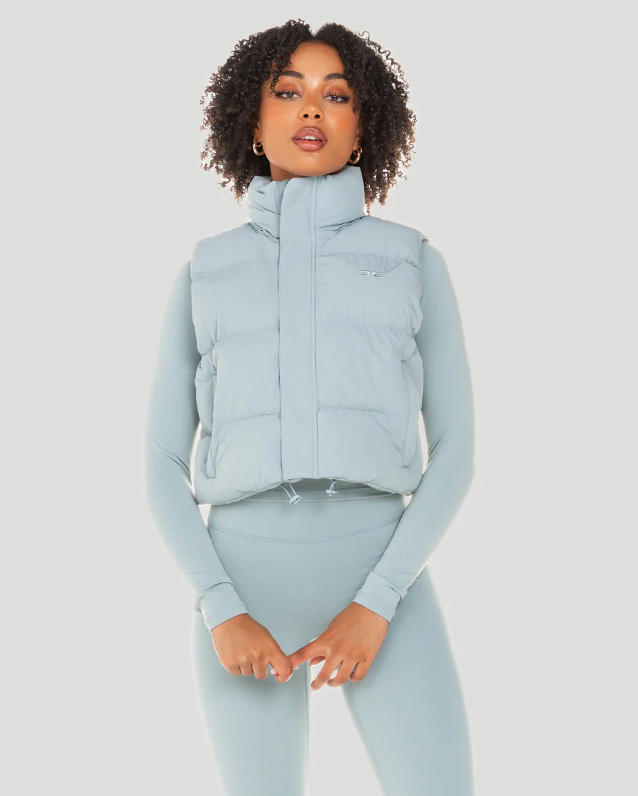 Cropped Puffer Vest - Sea Foam - Image 5