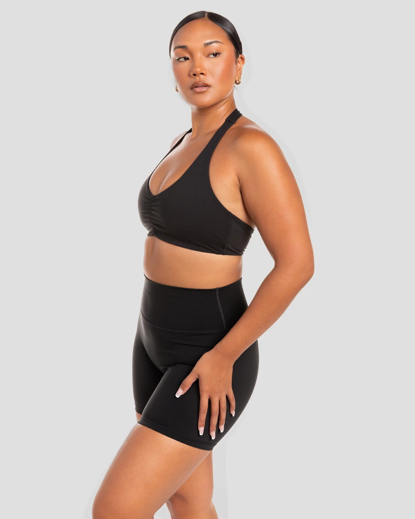 Halter Scrunch Bra - Black - Image 3