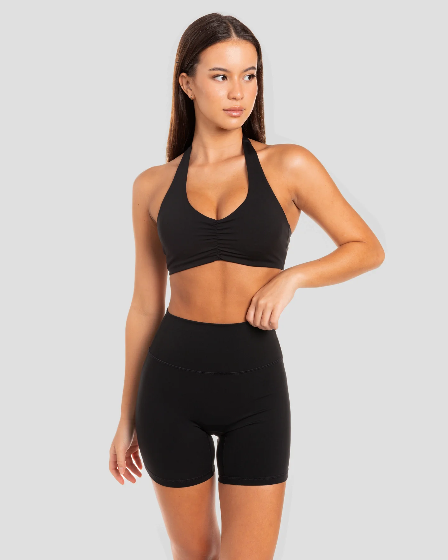 Halter Scrunch Bra - Black - Image 4