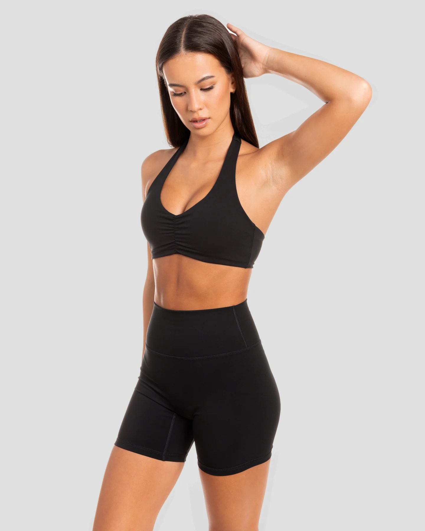 Halter Scrunch Bra - Black - Image 5