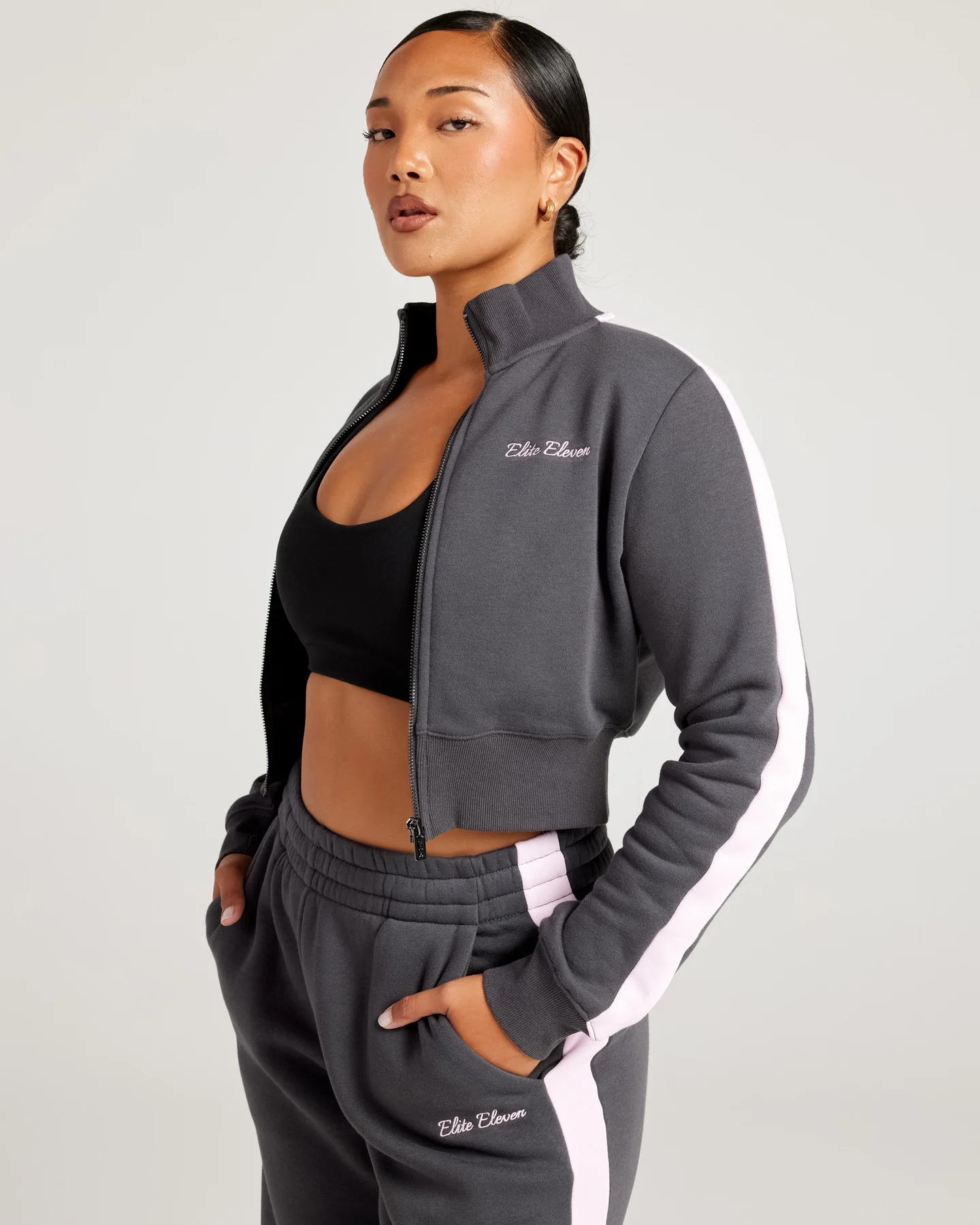 Omni Panel Zip Through - Charcoal/Pink - Image 3