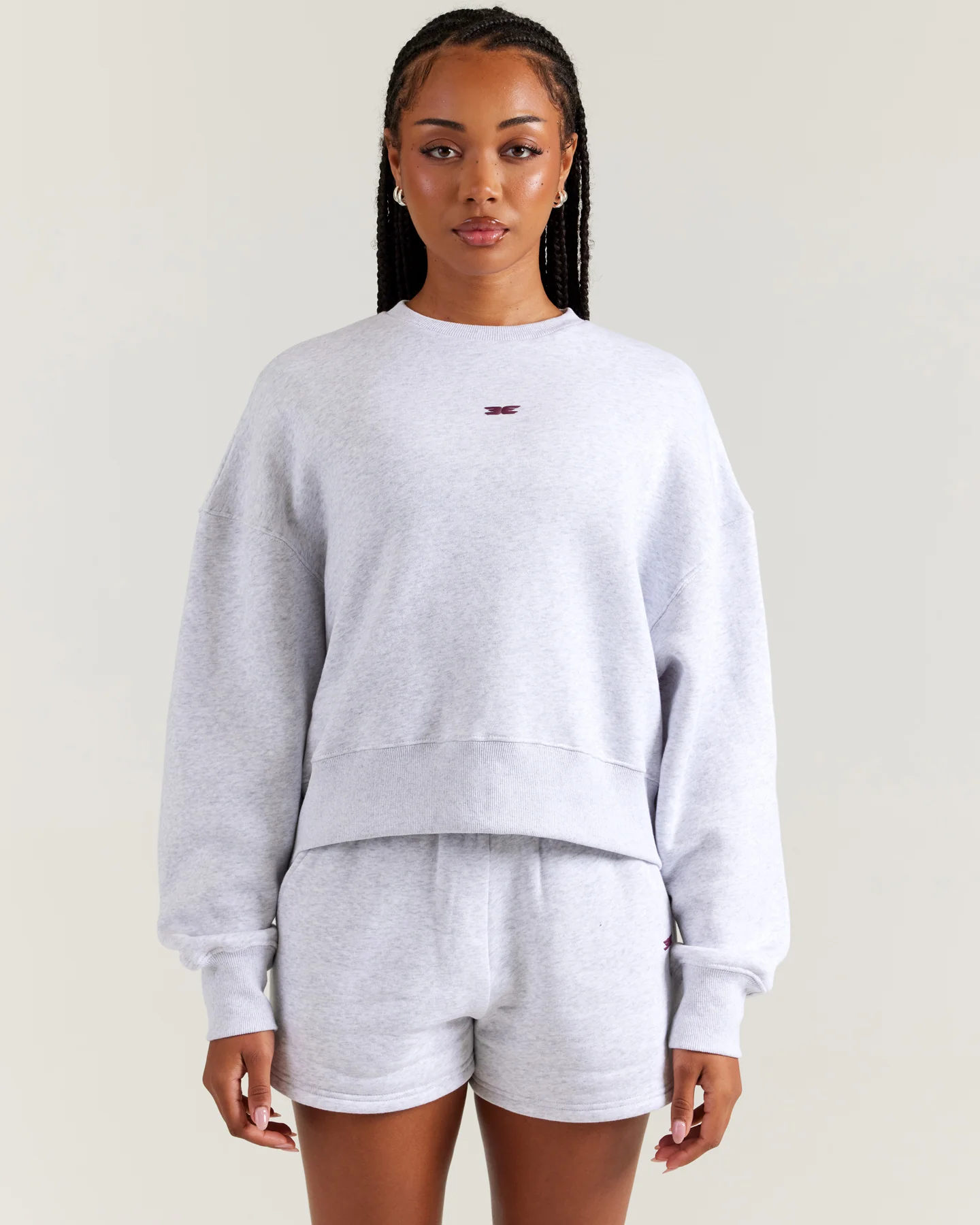 Omni Relaxed Crewneck - Grey Marle/Cherry Cola - Image 4