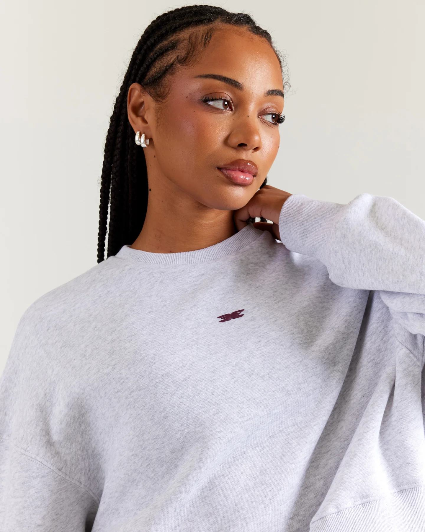 Omni Relaxed Crewneck - Grey Marle/Cherry Cola - Image 6