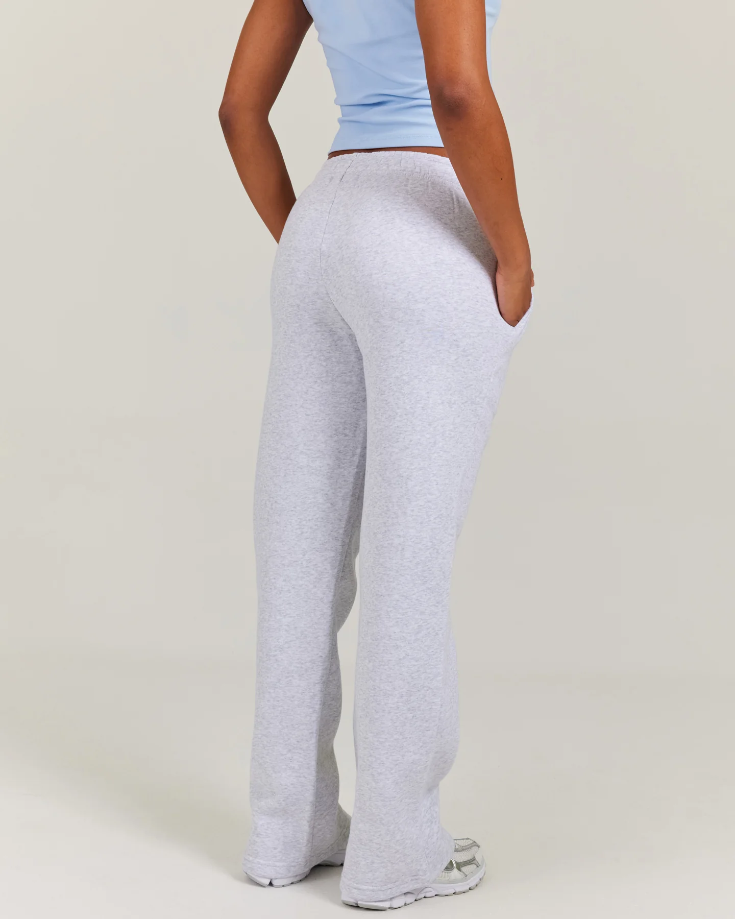 Omni Straight Leg Trackpants - Grey Marle/Light Blue - Image 3
