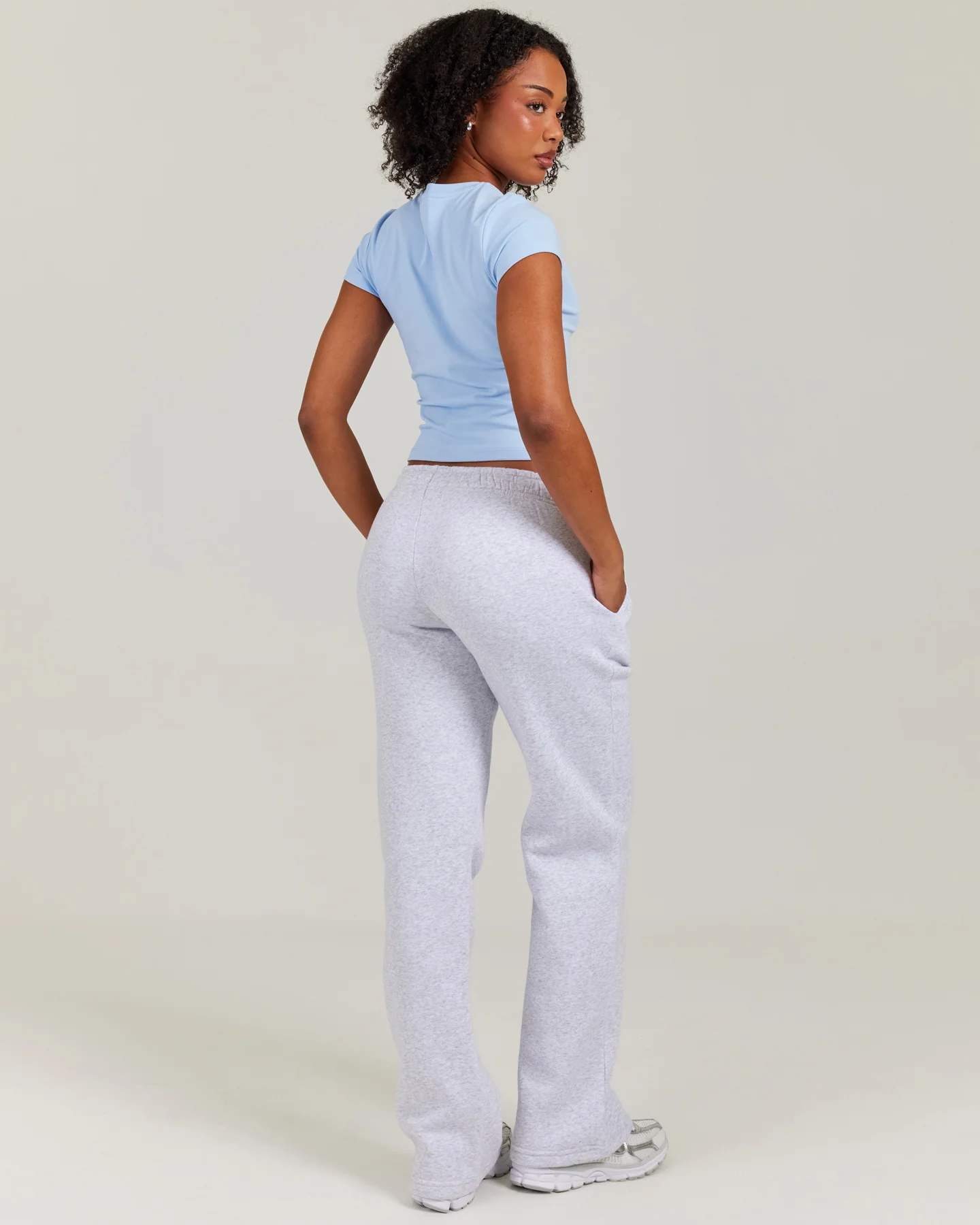 Omni Straight Leg Trackpants - Grey Marle/Light Blue - Image 6
