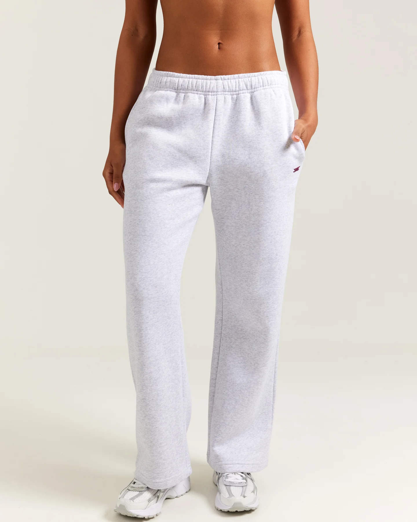 Omni Straight Leg Trackpants (Petite) - Grey Marle/Cherry Cola - Image 3