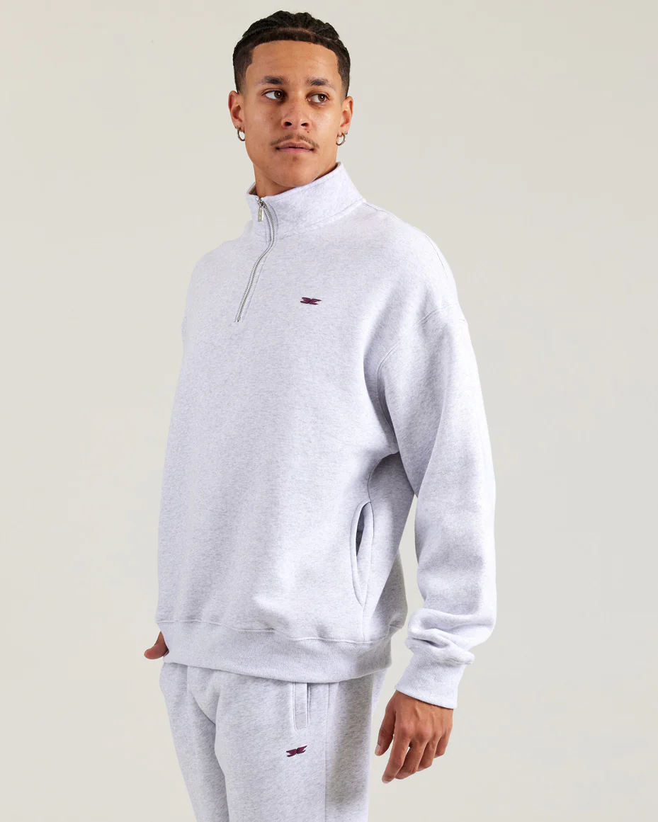 Omni Unisex 1/4 Zip - Grey Marle/Cherry Cola - Image 7