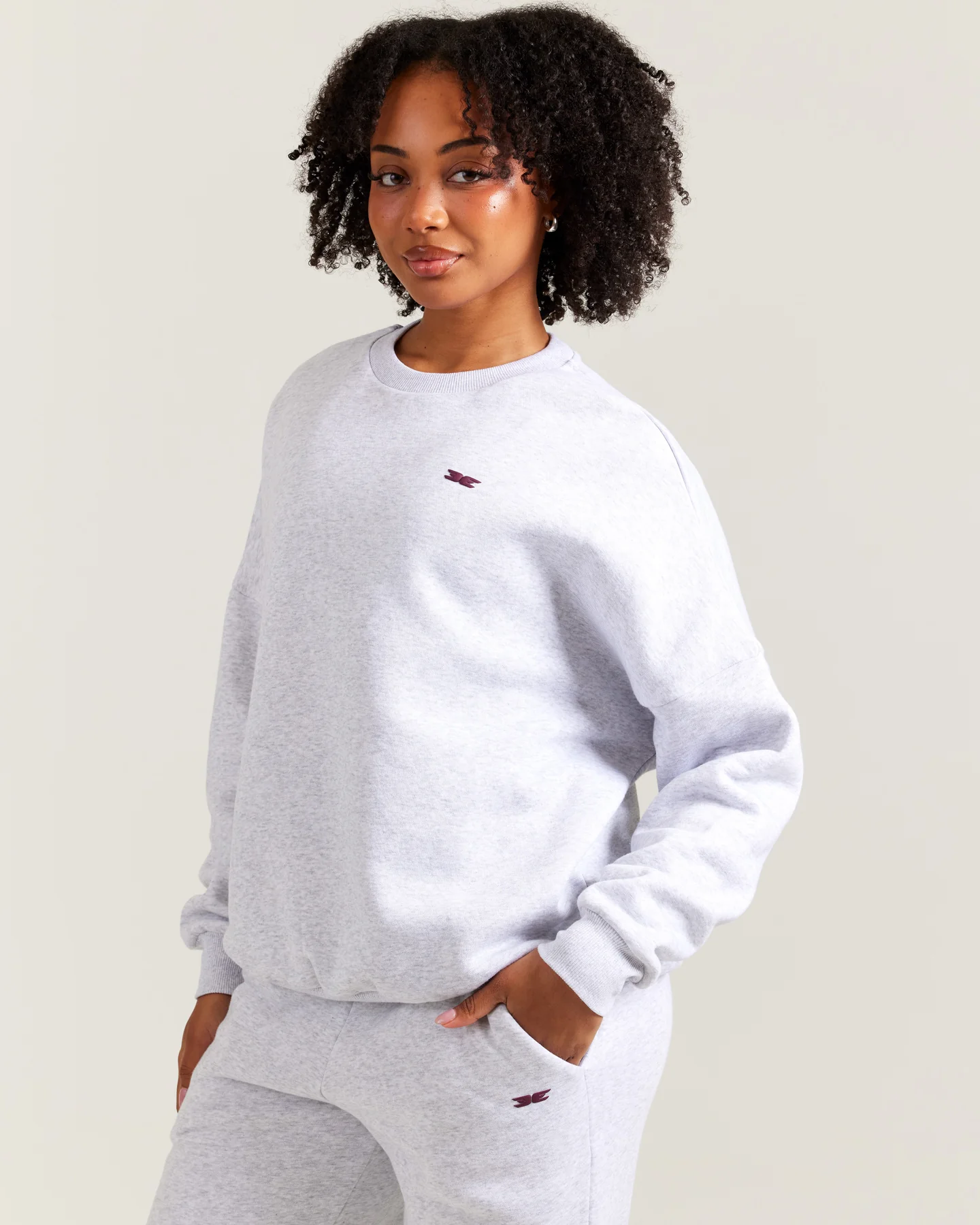 Omni Unisex Crewneck - Grey Marle/Cherry Cola - Image 4