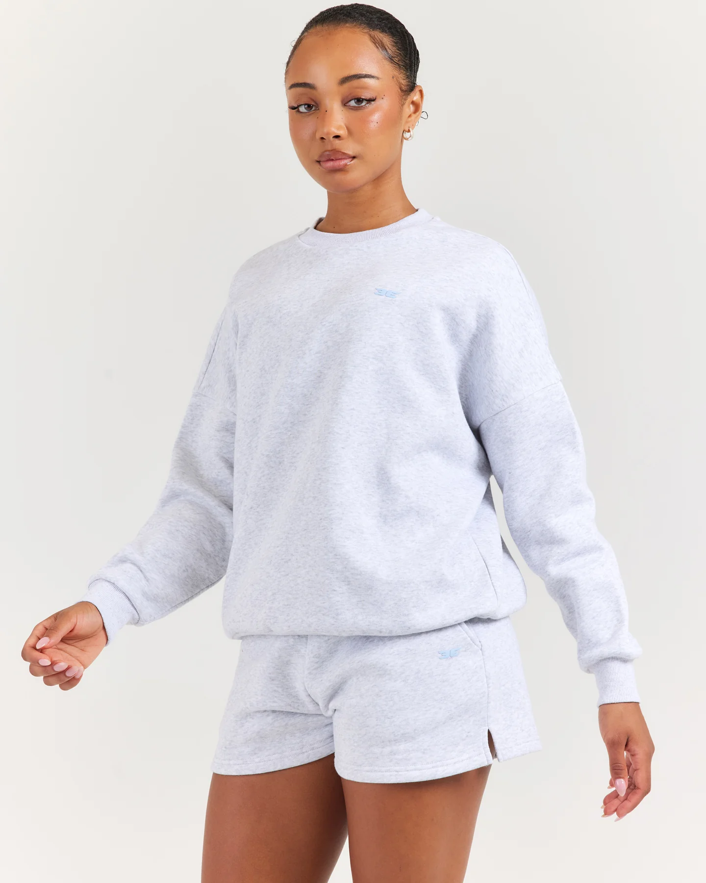 Omni Unisex Crewneck - Grey Marle/Light Blue - Image 4