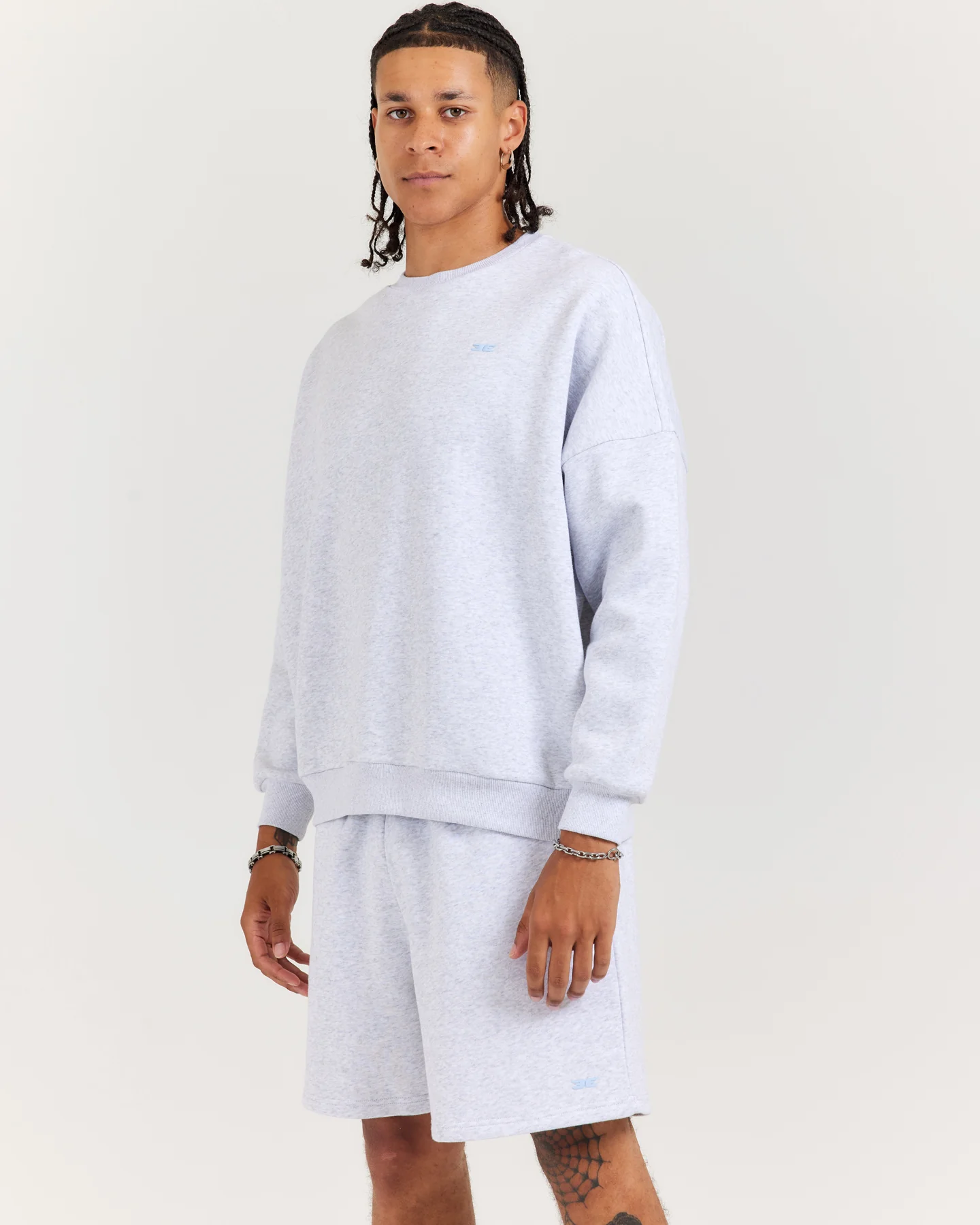 Omni Unisex Crewneck - Grey Marle/Light Blue - Image 5