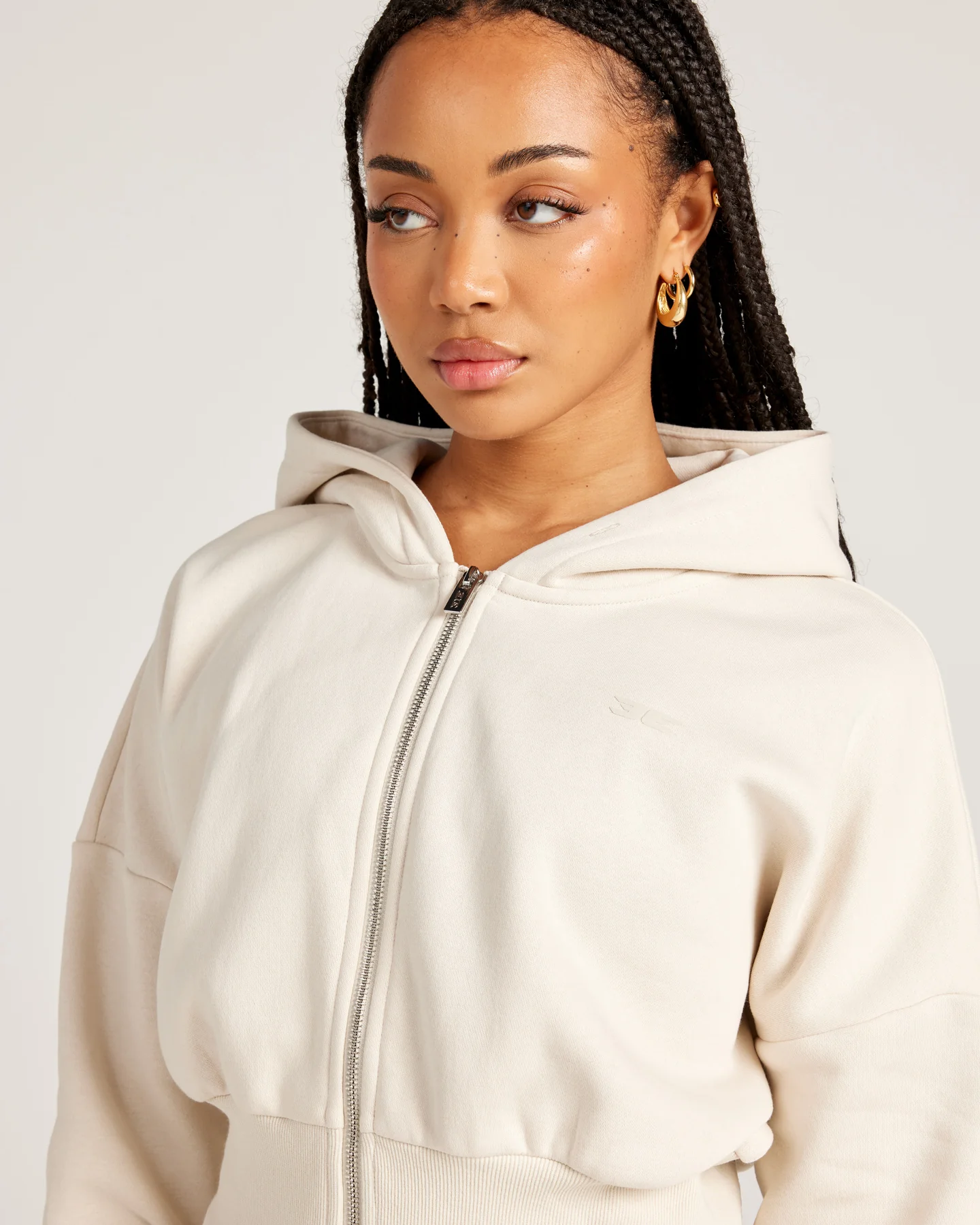 Omni Zip Through Hoodie - Bone - Image 4