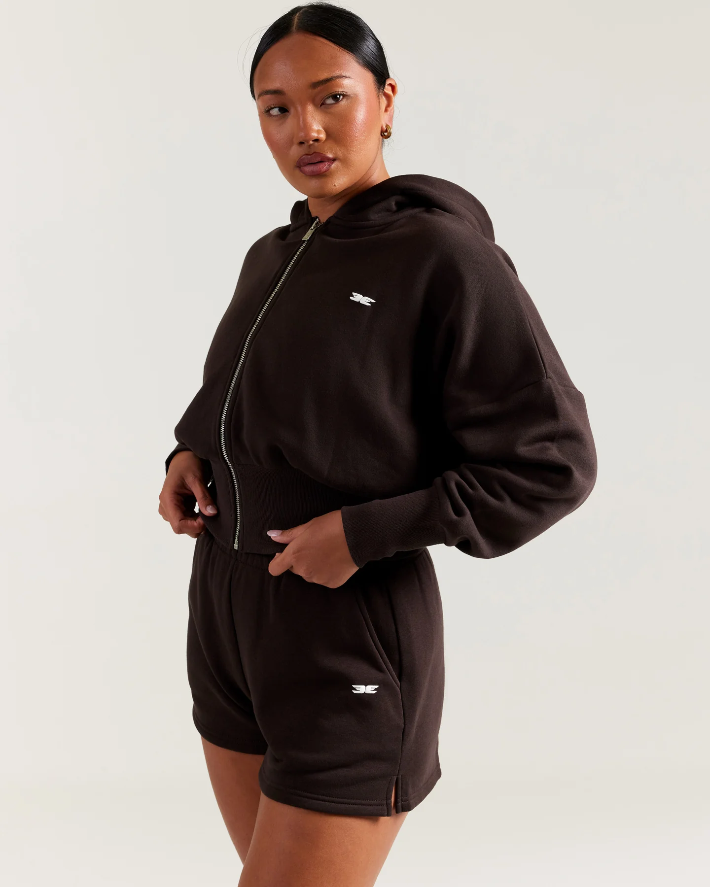 Omni Zip Through Hoodie - Coffee Bean - Image 3
