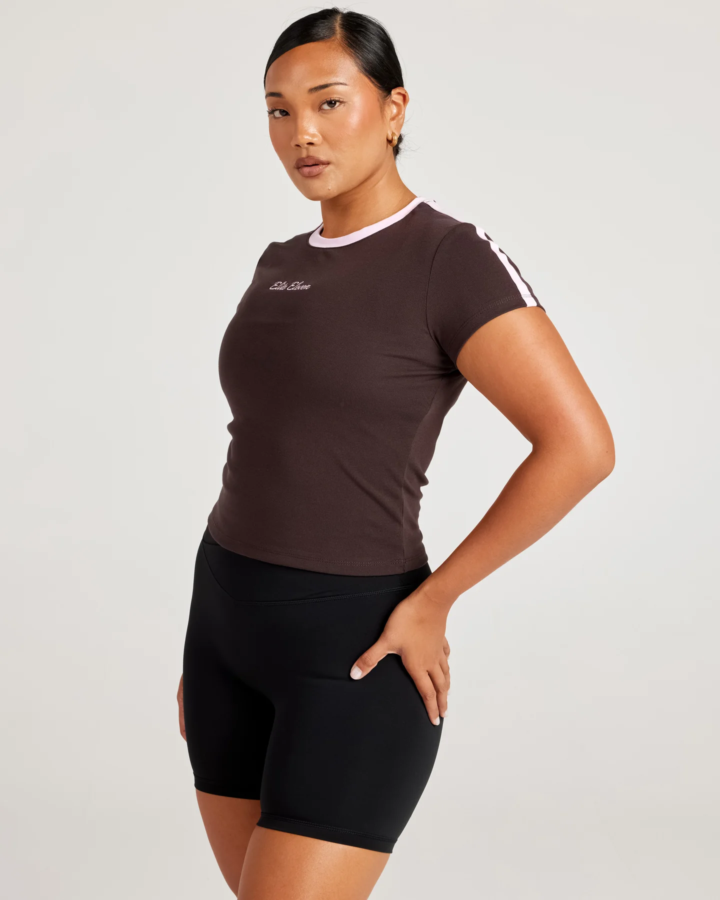 Panel Baby Tee - Espresso/Pink - Image 3