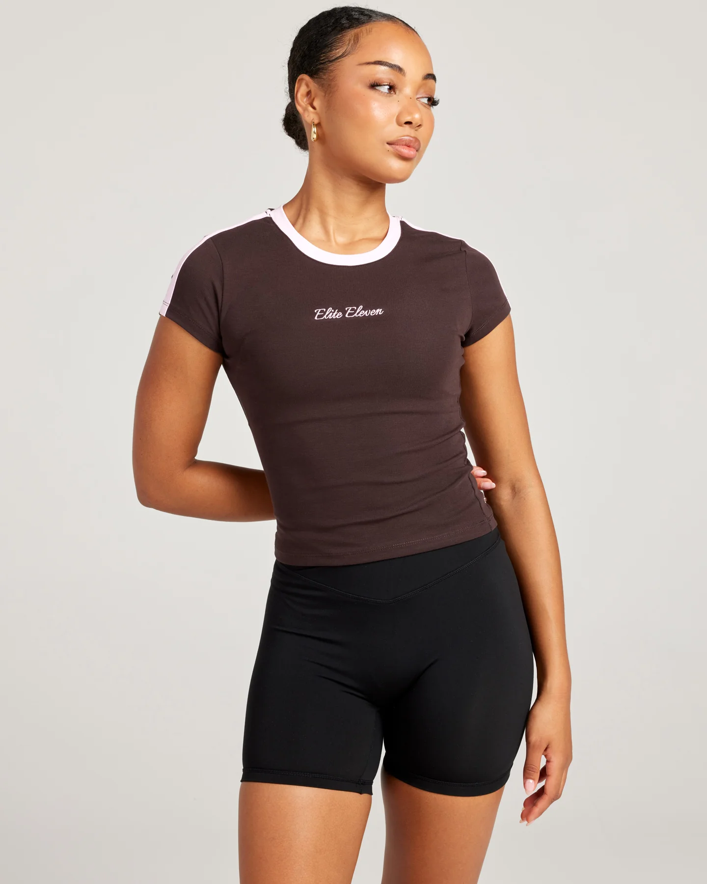 Panel Baby Tee - Espresso/Pink - Image 5