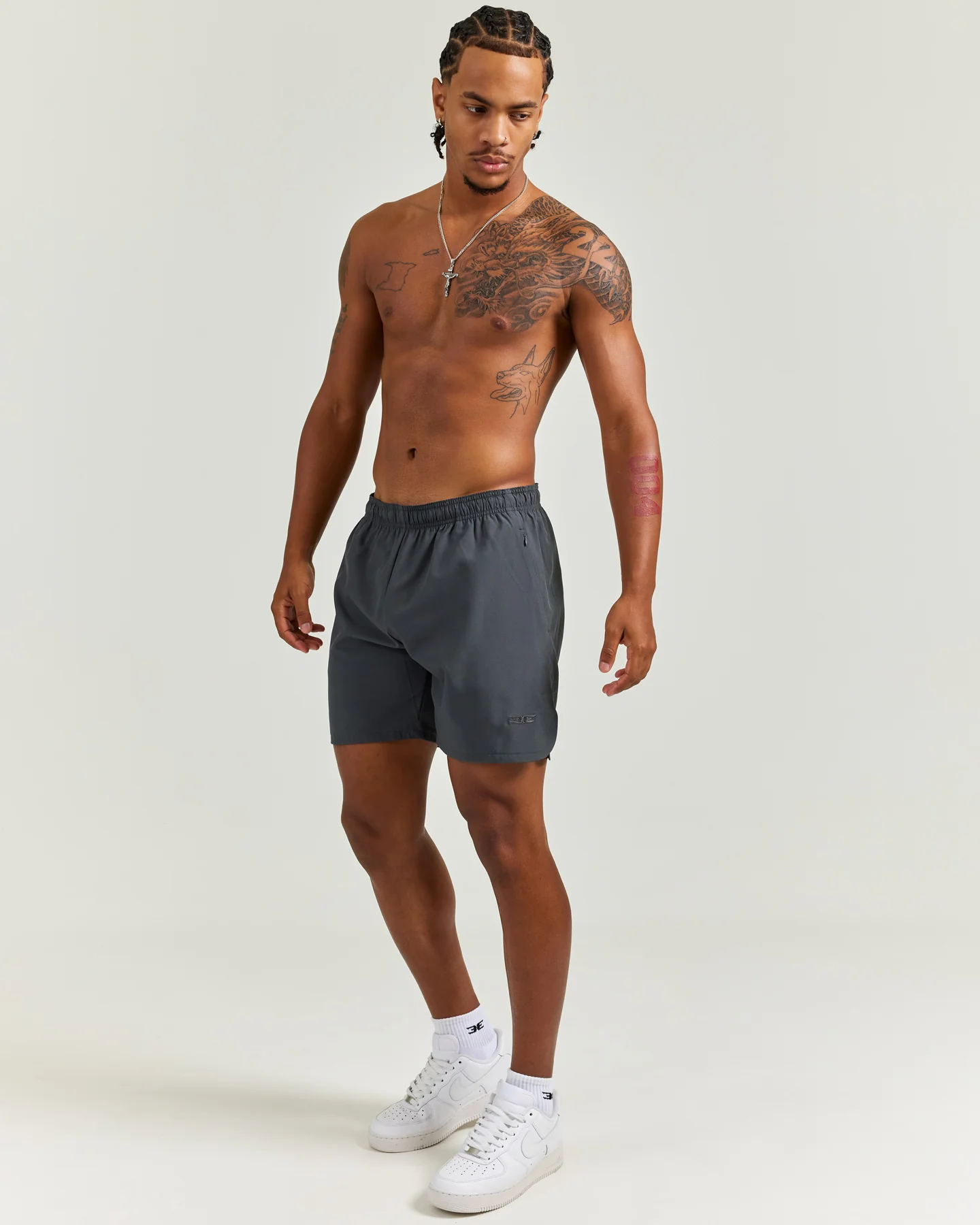 Woven Tech Shorts - Charcoal - Image 6